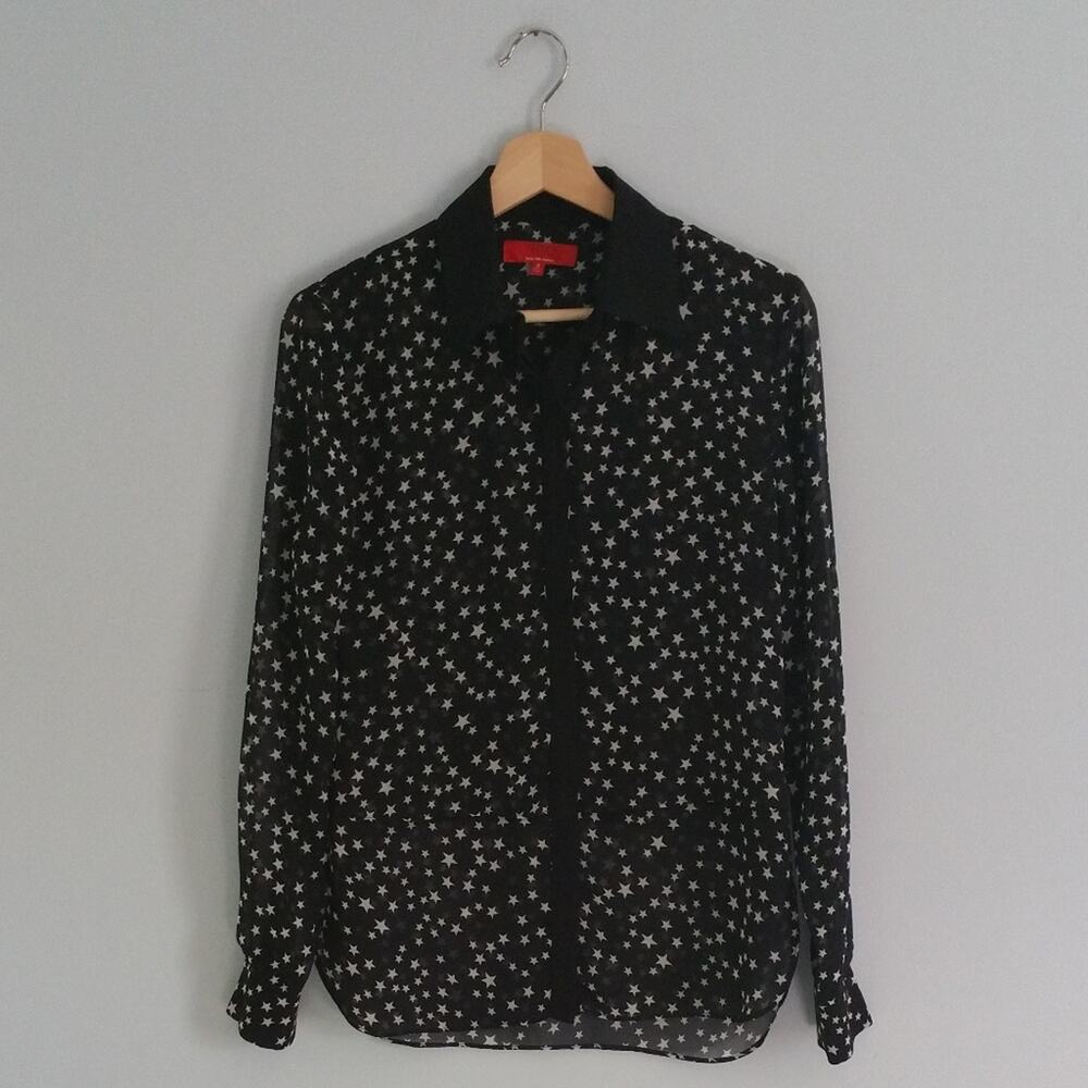 RED Saks Fifth Avenue Sheer Shirt Size Small